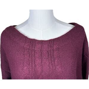 Liz Claiborne Women’s Boat Neck Cable Knit Tunic Sweater, Size Large, Burgundy